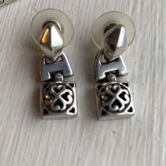 Brighton Jewelry - BRIGHTON vintage silver Tribeca square link dangle‎ post earrings